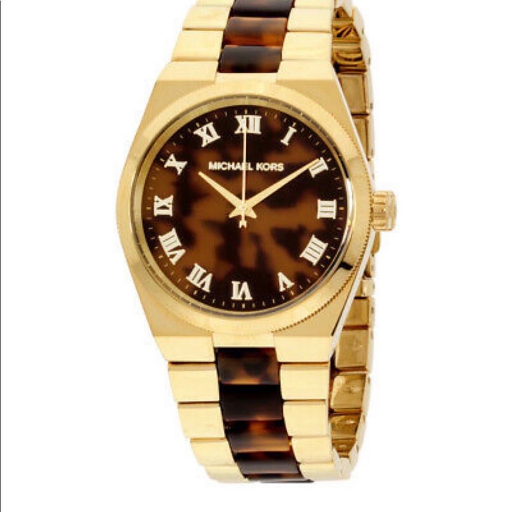 Michael Kors Channing gold tone tortoise watch
